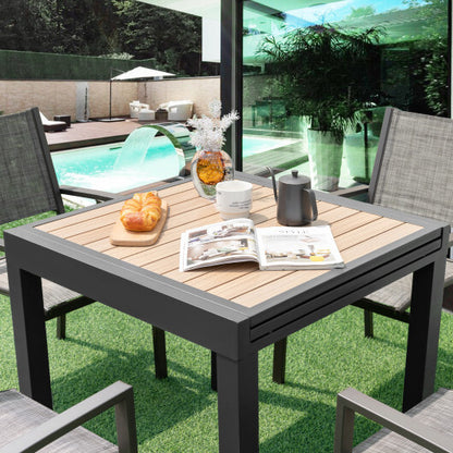 31.5-63 Inches Extendable Patio Table for 4-6 People-Natural - Color: Natural