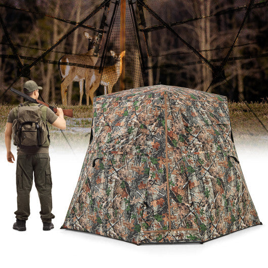 360? One Way See Through Ground Hunting Blind for Deer and Turkey Hunting - Color: Camouflage