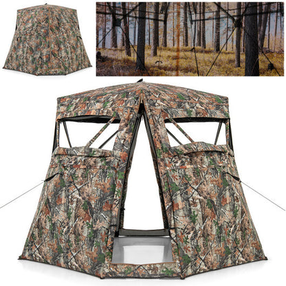 360? One Way See Through Ground Hunting Blind for Deer and Turkey Hunting - Color: Camouflage