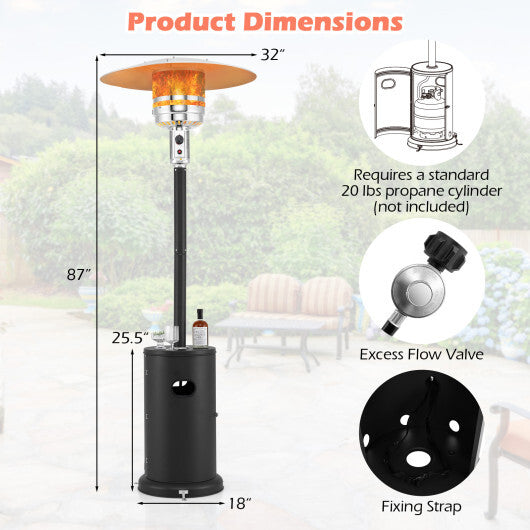 50000 BTU Propane Patio Heater with Round Table Design-Black - Color: Black