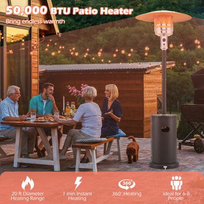 50000 BTU Propane Patio Heater with Round Table Design-Black - Color: Black