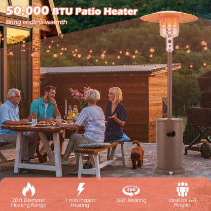 50000 BTU Propane Patio Heater with Round Table Design-Brown - Color: Brown