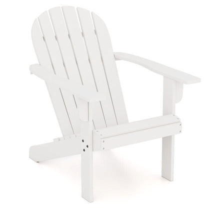 Acacia Wood Lounge Patio Adirondack Chair with Inclined Seat-White - Color: White