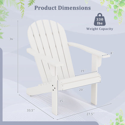 Acacia Wood Lounge Patio Adirondack Chair with Inclined Seat-White - Color: White