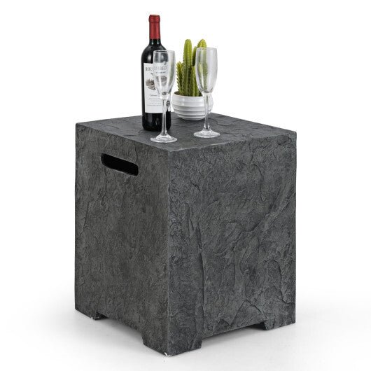 50 000 BTU Fire Pit Table Set with Hideaway Tank Holder and Lava Rocks - Color: Gray