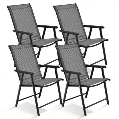 4-Pack Patio Folding Chairs Portable for Outdoor Camping-Gray - Color: Gray