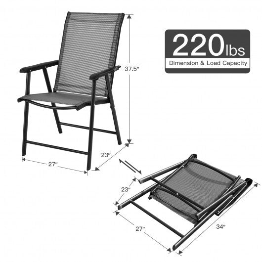 4-Pack Patio Folding Chairs Portable for Outdoor Camping-Gray - Color: Gray