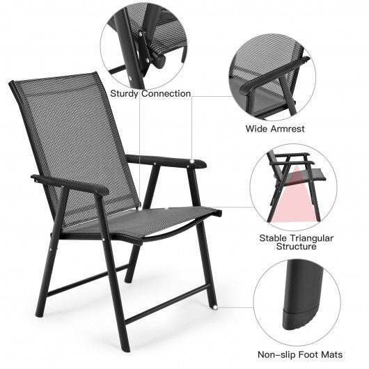 4-Pack Patio Folding Chairs Portable for Outdoor Camping-Gray - Color: Gray