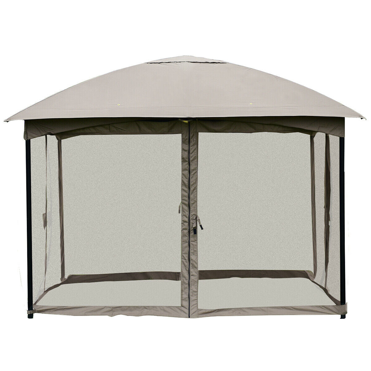 11.5 x 11.5 Feet Fully Enclosed Outdoor Gazebo with Removable 4 Walls - Color: Brown