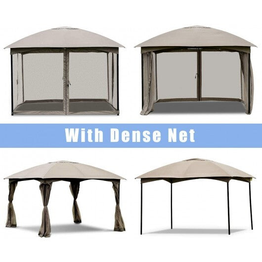 11.5 x 11.5 Feet Fully Enclosed Outdoor Gazebo with Removable 4 Walls - Color: Brown