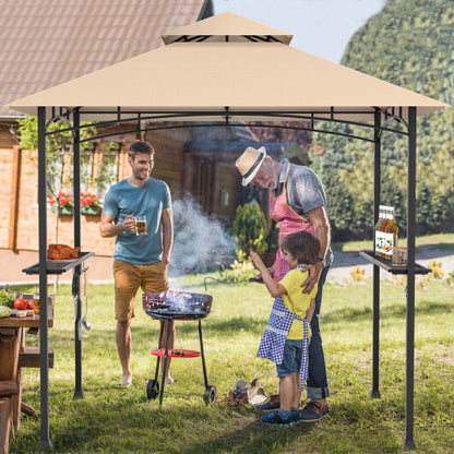 8 x 5 Feet 2-Tier BBQ Grill Gazebo Barbecue Canopy - Color: Beige