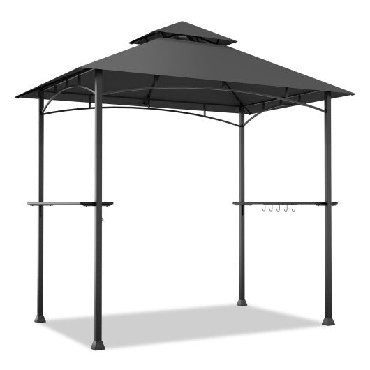 8 x 5 Feet Outdoor Barbecue Grill Gazebo Canopy Tent BBQ Shelter-Dark Gray - Color: Dark Gray