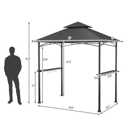 8 x 5 Feet Outdoor Barbecue Grill Gazebo Canopy Tent BBQ Shelter-Dark Gray - Color: Dark Gray