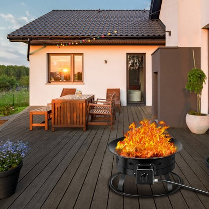 58 000BTU Firebowl Outdoor Portable Propane Gas Fire Pit with Cover and Carry Kit - Color: Black