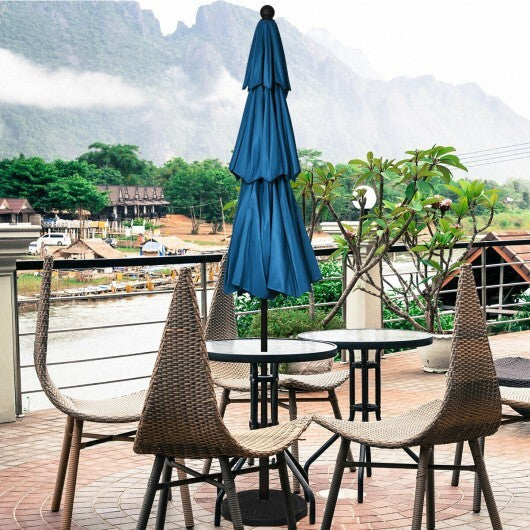 10' 3 Tier Patio Umbrella Aluminum Sunshade Shelter Double Vented without Base-Blue - Color: Blue - Size: 10 ft