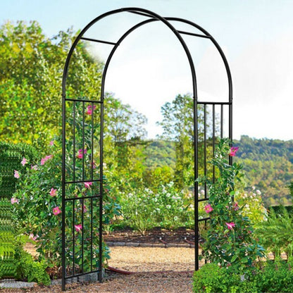 7.2 Feet Garden Decoration Climbing Plants Arch - Color: Black