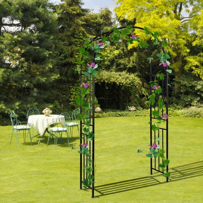 7.2 Feet Garden Decoration Climbing Plants Arch - Color: Black