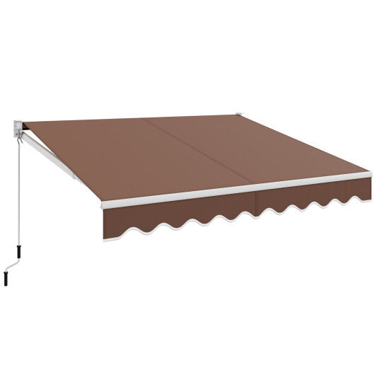 10 x 8.2 Feet Retractable Awning with Easy Opening Manual Crank Handle-Brown - Color: Brown