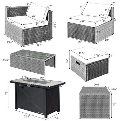 9 Pieces Patio Furniture Set with 42 Inches 60000 BTU Fire Pit-Turquoise - Color: Turquoise