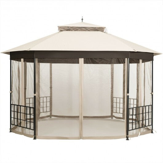 10'x 12' Octagonal Patio Gazebo-Beige - Color: Beige