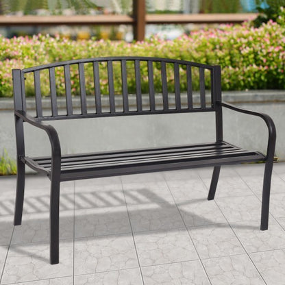 50 Inch Patio Garden Bench Loveseats for Outdoor - Color: Black