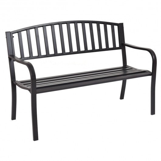 50 Inch Patio Garden Bench Loveseats for Outdoor - Color: Black