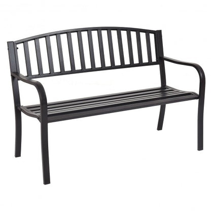 50 Inch Patio Garden Bench Loveseats for Outdoor - Color: Black