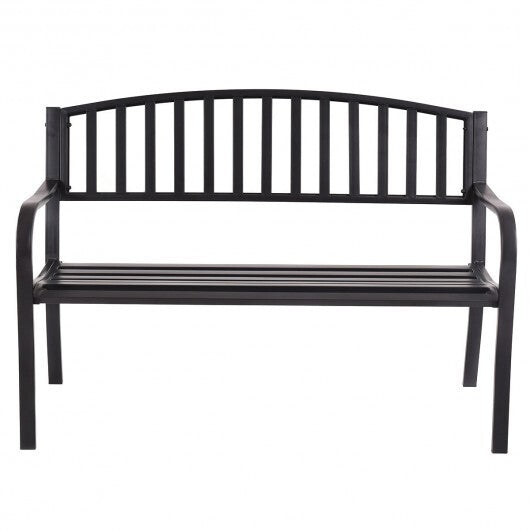 50 Inch Patio Garden Bench Loveseats for Outdoor - Color: Black