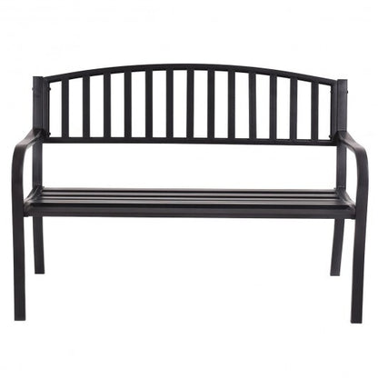 50 Inch Patio Garden Bench Loveseats for Outdoor - Color: Black