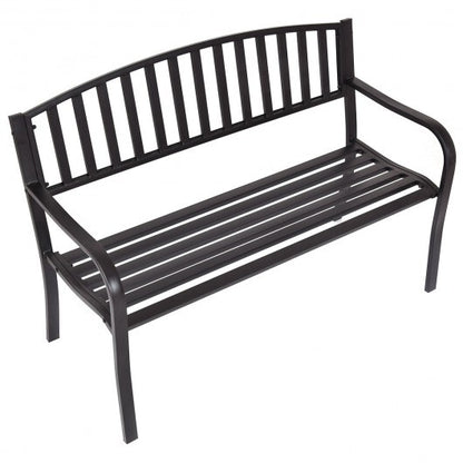 50 Inch Patio Garden Bench Loveseats for Outdoor - Color: Black