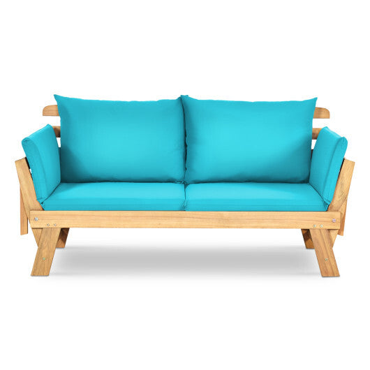 Adjustable  Patio Convertible Sofa with Thick Cushion-Turquoise - Color: Turquoise