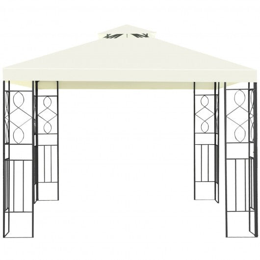 2 Tiers 10 x 10 Feet Patio Gazebo Canopy Tent - Color: Beige