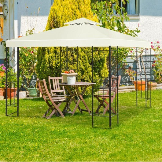 2 Tiers 10 x 10 Feet Patio Gazebo Canopy Tent - Color: Beige