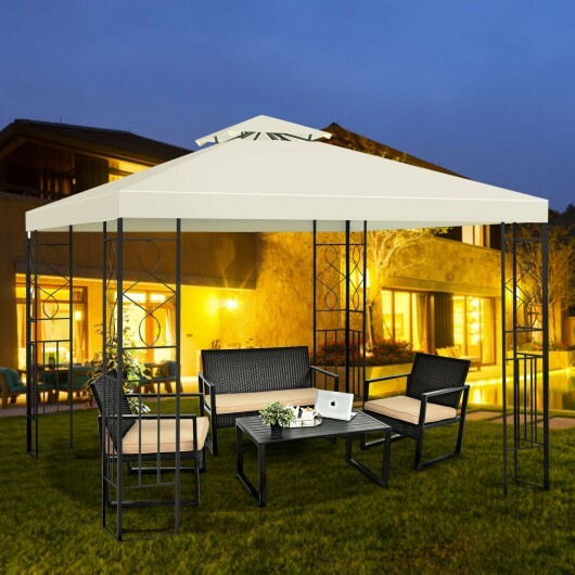 2 Tiers 10 x 10 Feet Patio Gazebo Canopy Tent - Color: Beige