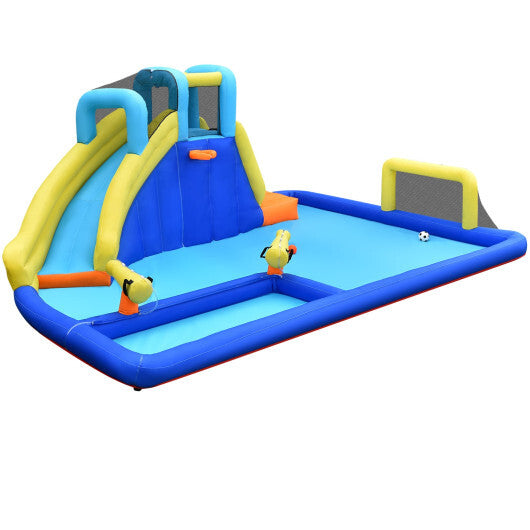 6-in-1 Inflatable Water Slide Jumping House without Blower - Color: Blue