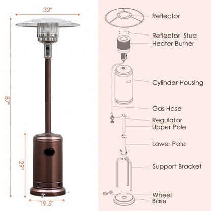 50000 BTU Garden Propane Standing LP Gas Steel Accessories Heater-Bronze - Color: Bronze