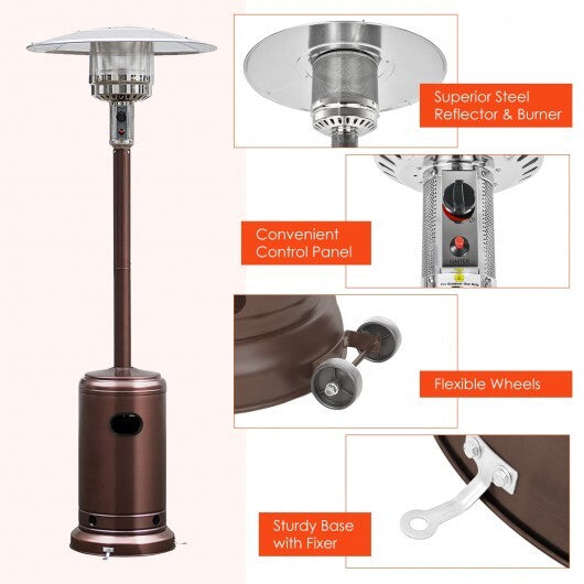 50000 BTU Garden Propane Standing LP Gas Steel Accessories Heater-Bronze - Color: Bronze