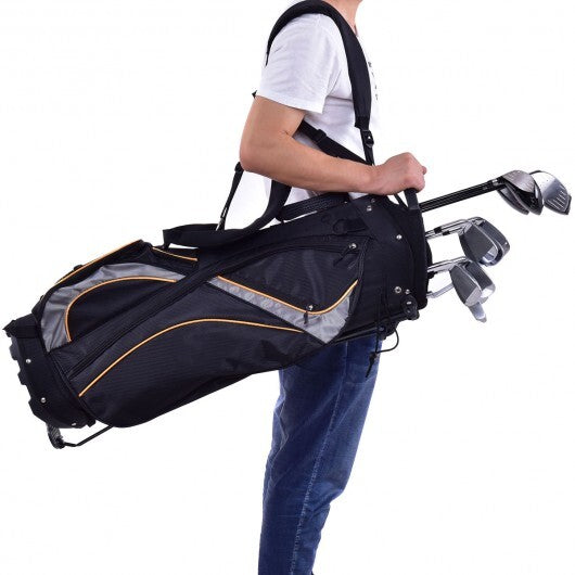 9 Inch Golf Stand Bag Divider Carry Pockets Storage - Color: Black