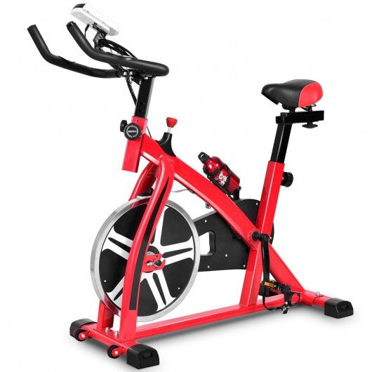 Adjustable Exercise Bicycle for Cycling and Cardio Fitness - Color: Red