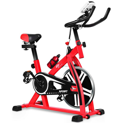 Adjustable Exercise Bicycle for Cycling and Cardio Fitness - Color: Red