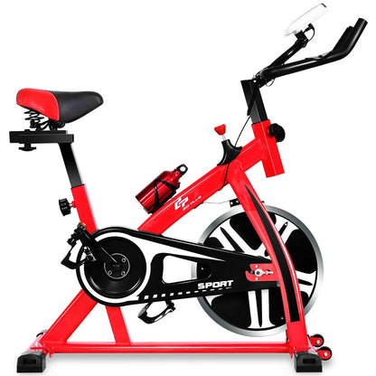 Adjustable Exercise Bicycle for Cycling and Cardio Fitness - Color: Red