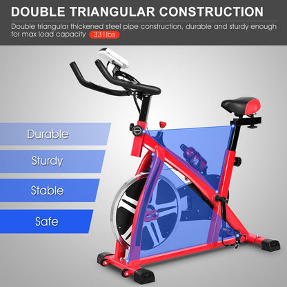 Adjustable Exercise Bicycle for Cycling and Cardio Fitness - Color: Red