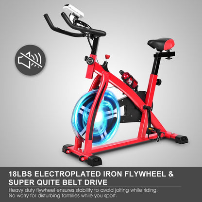 Adjustable Exercise Bicycle for Cycling and Cardio Fitness - Color: Red