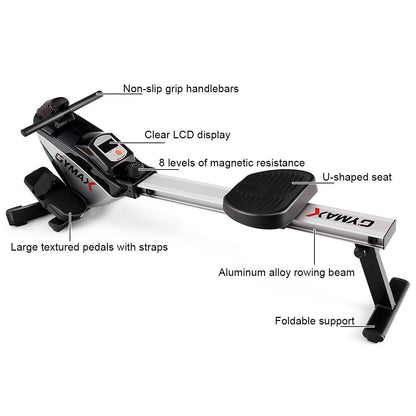 Adjustable Oxygen Resistance of Folding Magnetic Rowing - Color: Black & Gray