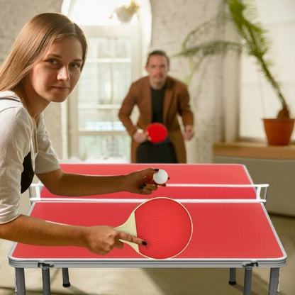 60 Inch Portable Tennis Ping Pong Folding Table with Accessories-Red - Color: Red