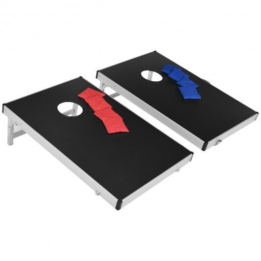 Cornhole Set with Foldable Design and Side Handle - Color: Black