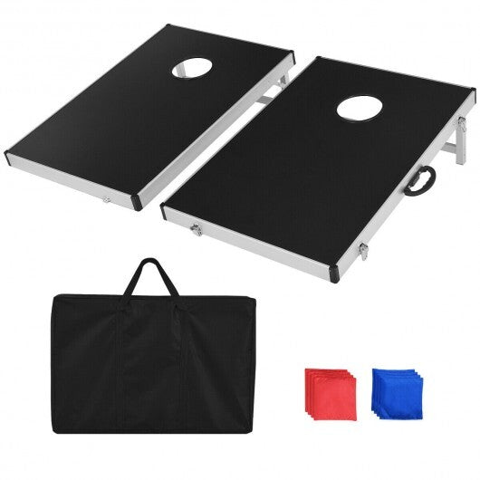 Cornhole Set with Foldable Design and Side Handle - Color: Black