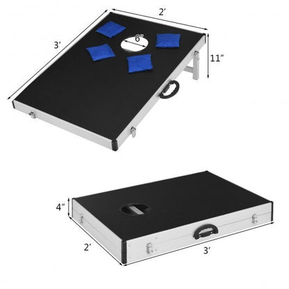 Cornhole Set with Foldable Design and Side Handle - Color: Black