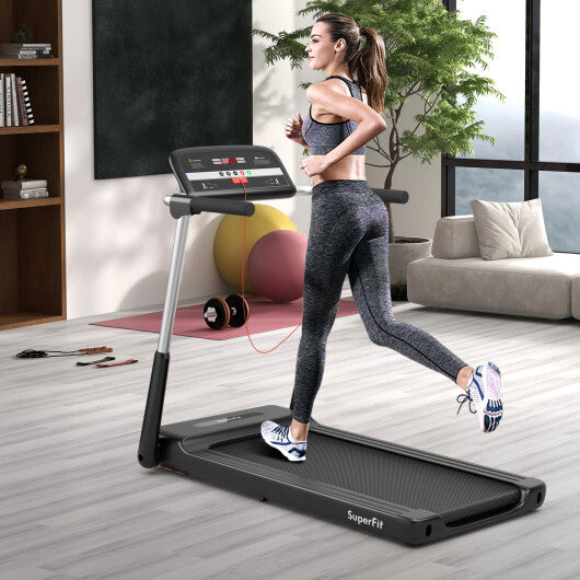 2.25 HP Foldable Treadmill with APP Control and LED Display - Color: Black