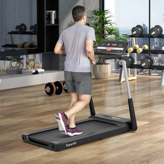 2.25 HP Foldable Treadmill with APP Control and LED Display - Color: Black